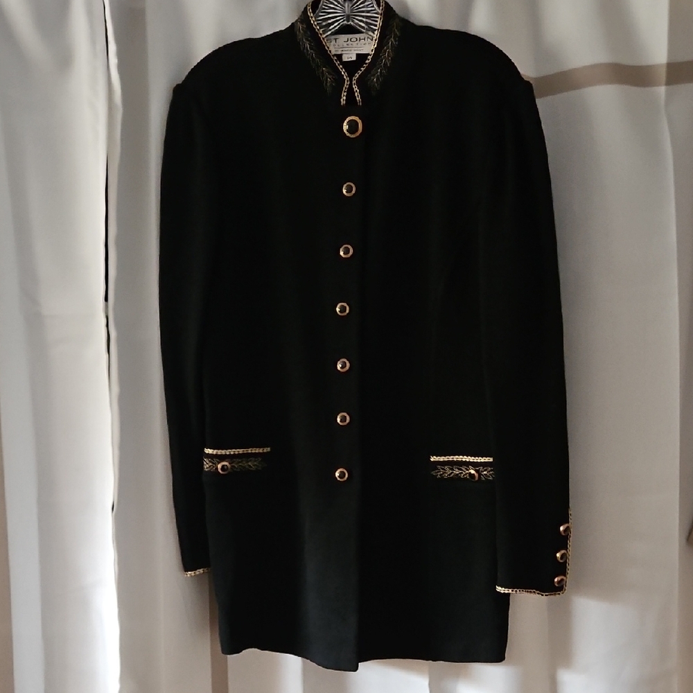 St. John Black Blazer with Gold Details